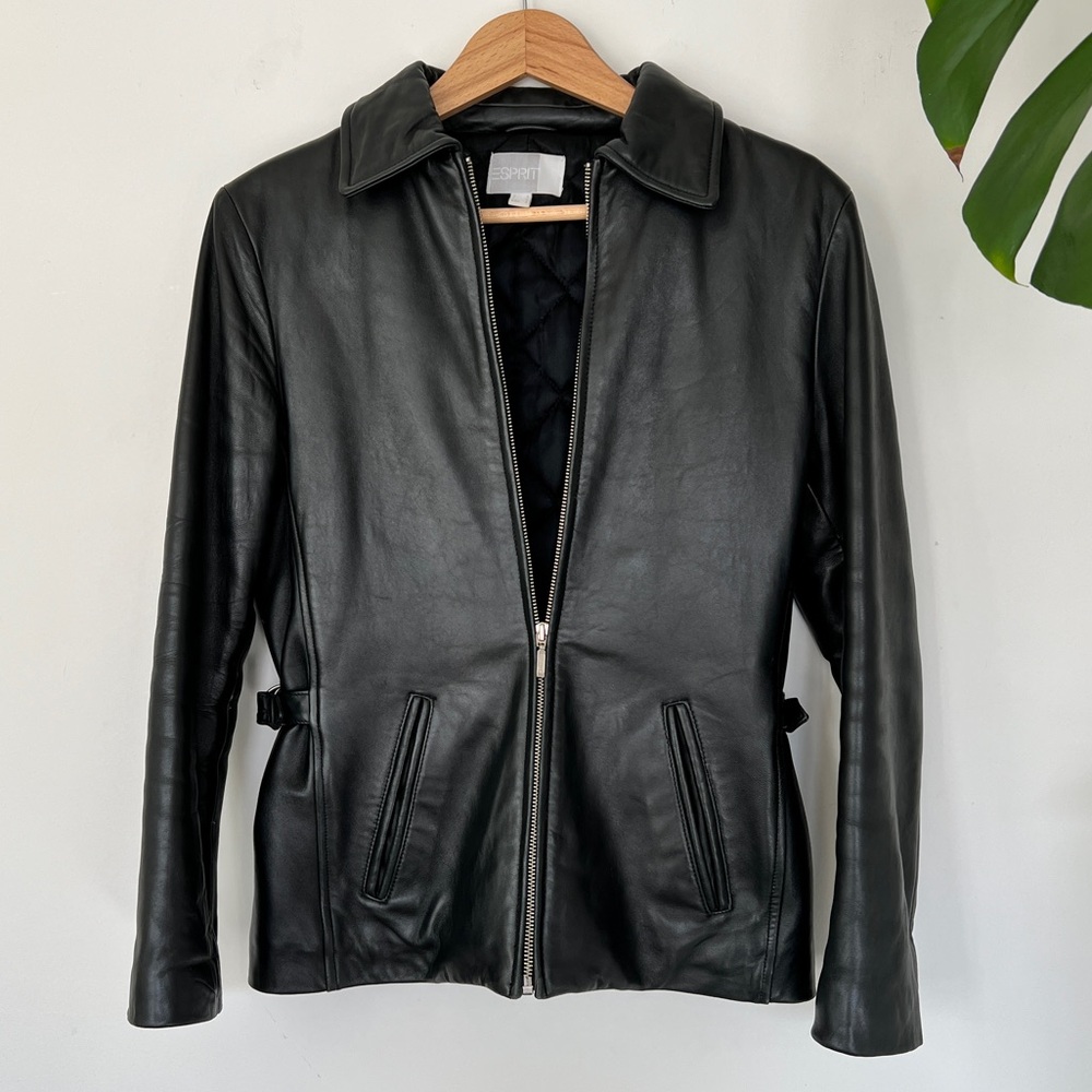 Esprit lamb leather jacket, real leather jacket, genuine leather, size small